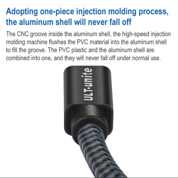 ULT-unite vergoldetes Kopf-HDMI-Stecker auf Micro-HDMI-Stecker, geflochtenes Nylonkabel, Kabellänge: 1,2 m, 1.2m – Bild 2