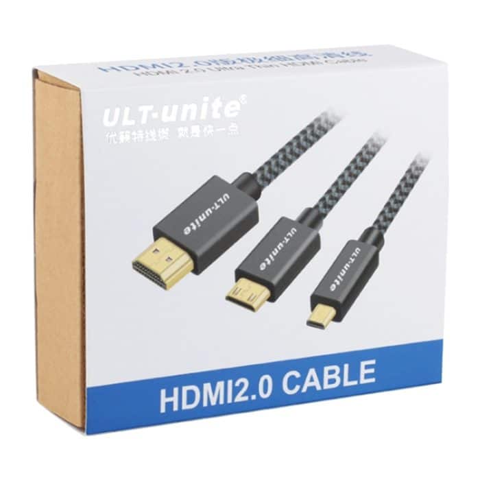 ULT-unite vergoldetes Kopf-HDMI-Stecker auf Micro-HDMI-Stecker, geflochtenes Nylonkabel, Kabellänge: 1,2 m, 1.2m – Bild 4
