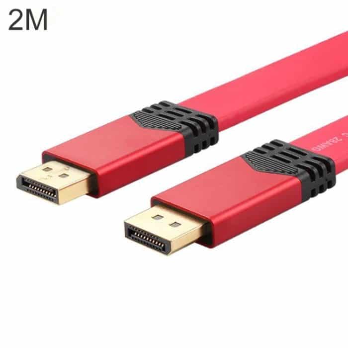 PC1753R.jpg 4K 60Hz DisplayPort 1.2-Stecker auf DisplayPort 1.2-Stecker, flaches Adapterkabel mit Aluminiumgehäuse, Kabellänge: 2 m, 2m – Bild 1