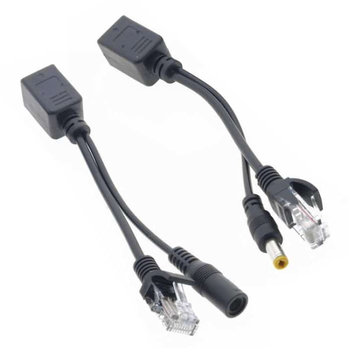 PC2364B.jpg 2-in-1-RJ45-POE-Injektor- und Splitterkabel-Set mit 2,1 x 5,5 mm DC-Buchse und -Stecker, 2.1x 5.5mm Female – Bild 1