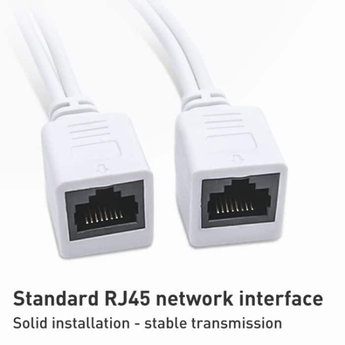 2-in-1-RJ45-POE-Injektor- und Splitterkabel-Set mit 2,1 x 5,5 mm DC-Buchse und -Stecker, 2.1x 5.5mm Female – Bild 3