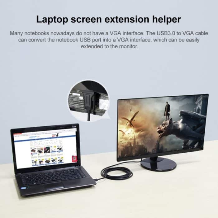 1,8 m langes USB3.0-zu-VGA-Konverter-Verlängerungskabel – Bild 5