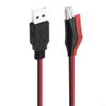 USB-A-Stecker auf 2 x Krokodilklemme Stromanschluss-Verlängerungskabel, Länge: 0,5 m – Bild 2