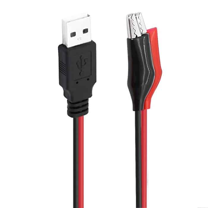 USB-A-Stecker auf 2 x Krokodilklemme Stromanschluss-Verlängerungskabel, Länge: 0,5 m – Bild 2