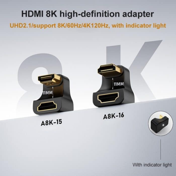 A8K-15 8K-HDMI-Stecker auf HDMI-Buchse, U-Bogen-Adapter – Bild 3