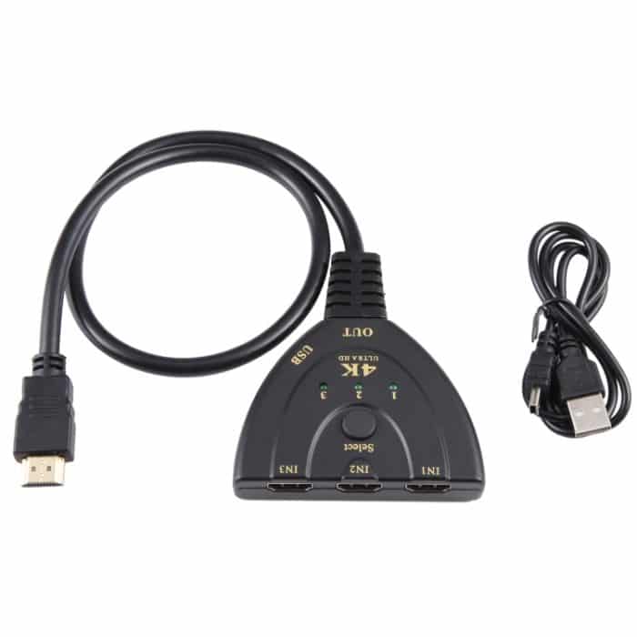 3 x 1 4K 30 Hz HDMI-Umschalter mit Pigtail-HDMI-Kabel, unterstützt externe Stromversorgung – Bild 3