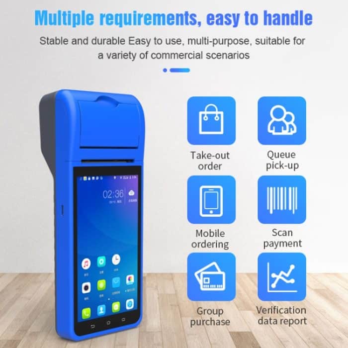 POS-6000 58 mm PDA Handheld 5,5 Zoll Barcode zweidimensionaler Code Android 4G Smart Scan Code Registrierkasse Thermodruckmaschine, 1 GB + 8 GB – Bild 3