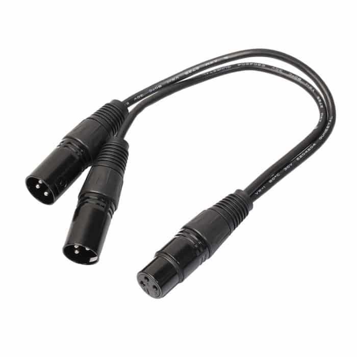30 cm langes 3-poliges XLR-CANNON-Audio-Stecker-Adapterkabel mit 1 Buchse und 2 Steckern für Mikrofon/Audiogeräte, 1 Female to 2 Male Black – Bild 1