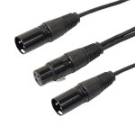 30 cm langes 3-poliges XLR-CANNON-Audio-Stecker-Adapterkabel mit 1 Buchse und 2 Steckern für Mikrofon/Audiogeräte, 1 Female to 2 Male Black – Bild 2