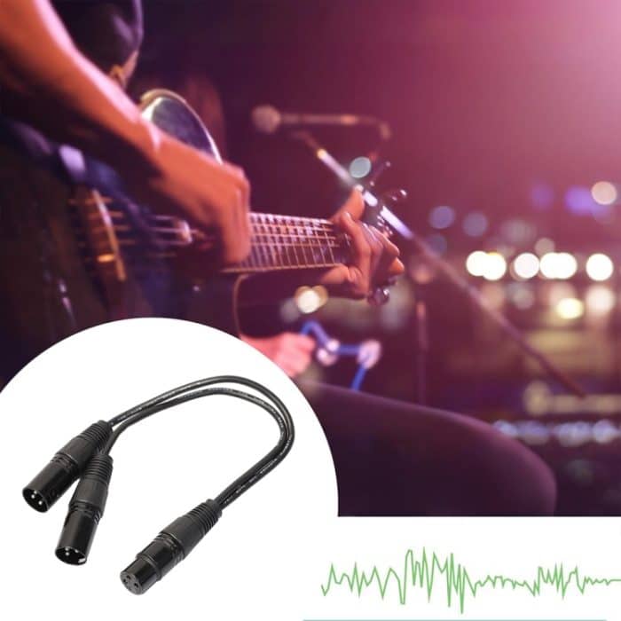 30 cm langes 3-poliges XLR-CANNON-Audio-Stecker-Adapterkabel mit 1 Buchse und 2 Steckern für Mikrofon/Audiogeräte, 1 Female to 2 Male Black – Bild 4