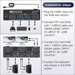 KC-KVM202AS 4K 60 Hz USB3.0 HDMI Dual Display KVM-Umschalter unterstützt EDID Analog Lock Screen – Bild 2