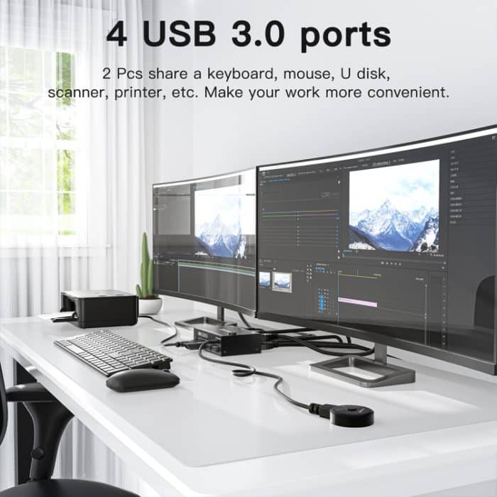 KC-KVM202AS 4K 60 Hz USB3.0 HDMI Dual Display KVM-Umschalter unterstützt EDID Analog Lock Screen – Bild 6