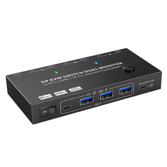 KC-KVM212DH 4K 60 Hz USB3.0 DP Dual-Display-KVM-Umschalter mit MST-Dual-Screen-Erweiterungsreplikation – Bild 1