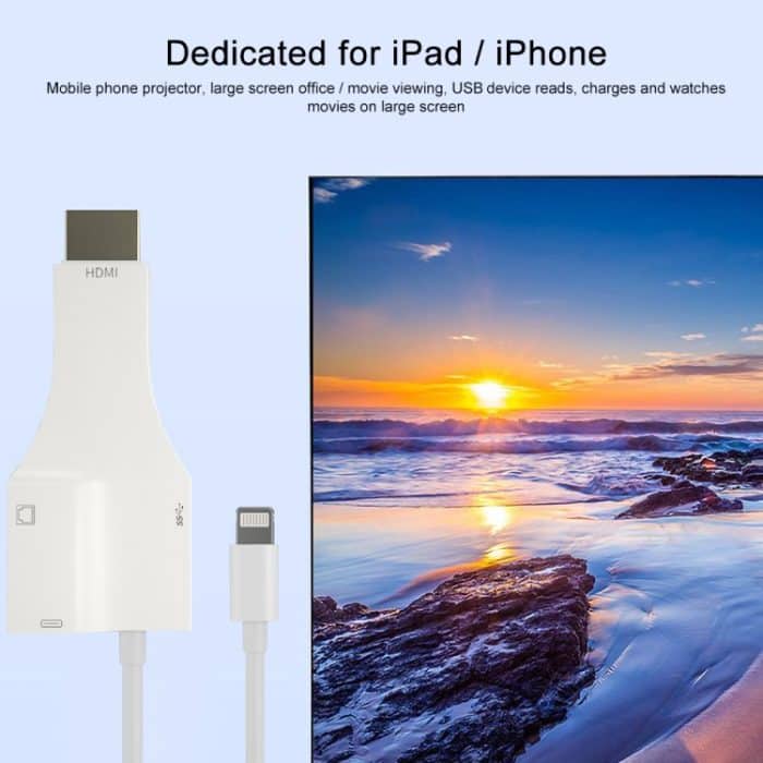 NK-1079 8 Pin bis HDMI Male + USB-Buchse + RJ45 weibliches Adapterkabel, Länge: 1m – Bild 5