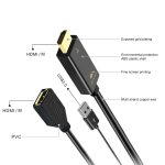 H146 HDMI MALE + USB 2.0 männlich an DisplayPort Weibliche Adapterkabel, Länge: 25cm – Bild 3