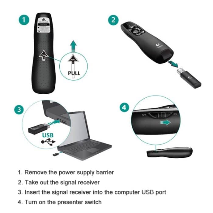 Logitech R400 2.4GHz Wireless Presenter PPT Fernbedienungsstift – Bild 4