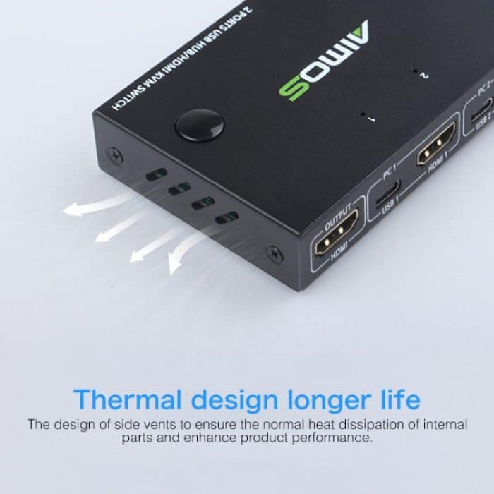 AIMOS AM-KVM201CC 2 Anschlüsse USB HUB HDMI KVM-Switch ohne Verlängerungskabel – Bild 5