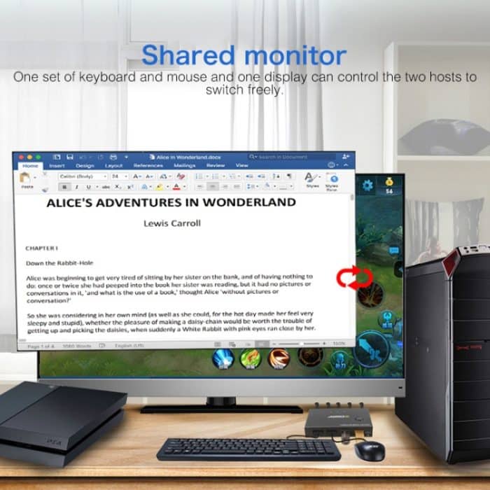 AIMOS AM-KVM201CC 2 Anschlüsse USB HUB HDMI KVM-Switch ohne Verlängerungskabel – Bild 9