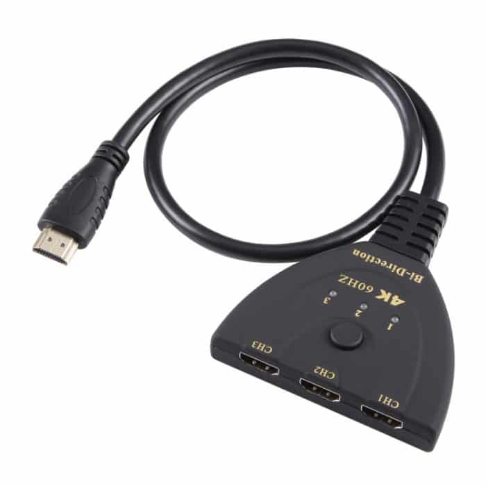 PC3519.jpg 3 x 1 4K 60Hz HDMI Bidirektionaler Umschalter mit Pigtail-HDMI-Kabel – Bild 1