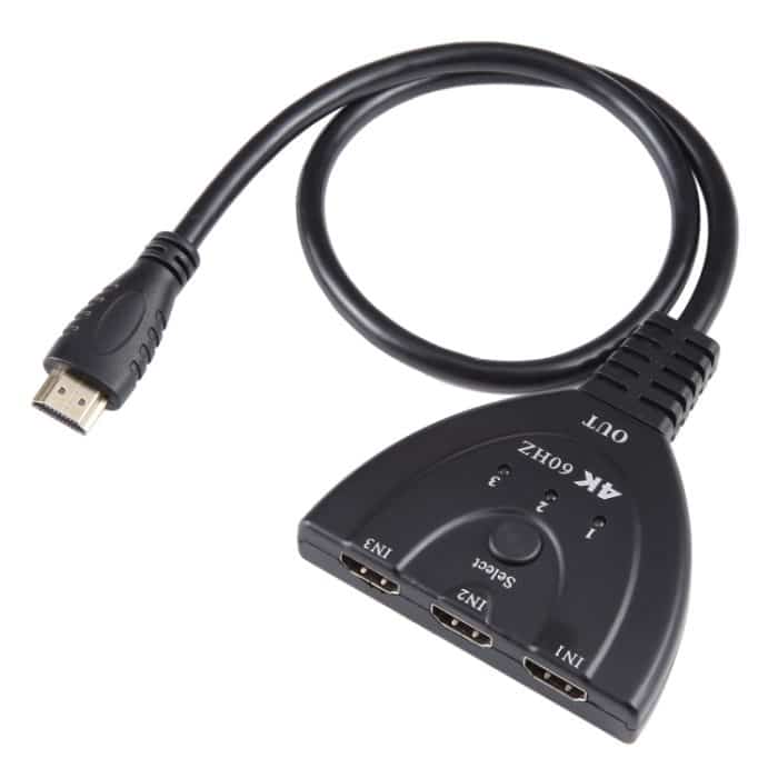 PC3520.jpg 3 x 1 4K 60Hz HDMI-Umschalter mit Pigtail-HDMI-Kabel – Bild 1