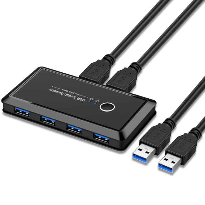 UK204V Laufwerksfreier USB 3.0-Switch-Selektor 2 USB-Anschlüsse teilen sich 4 USB-Anschlüsse Switcher-Adapter für Maus, Tastatur, Drucker – Bild 1