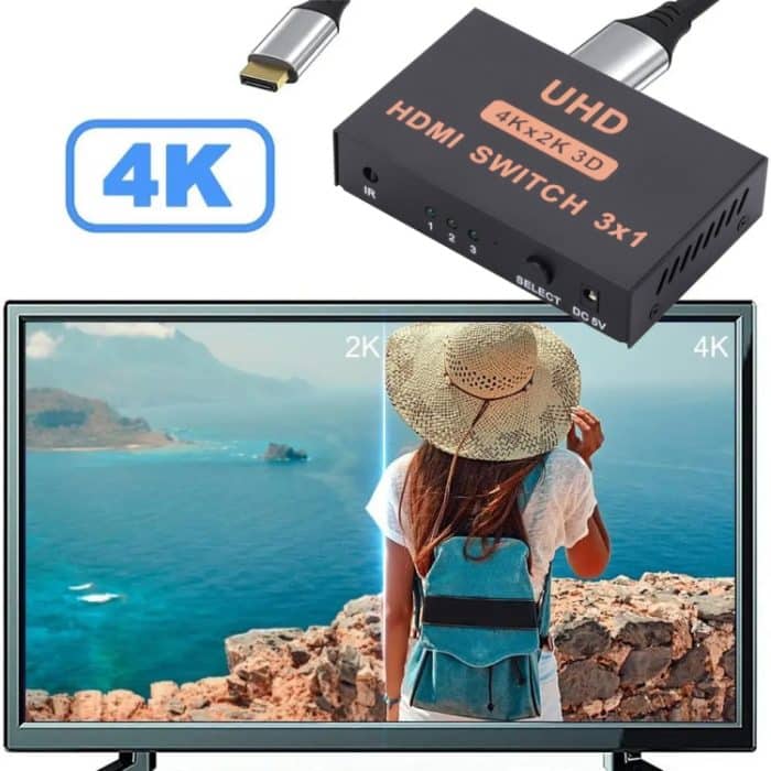 HDMI-Switch 3 in 1 Ausgang 4Kx2K HD-Video-Switch, mit Fernbedienung – Bild 6