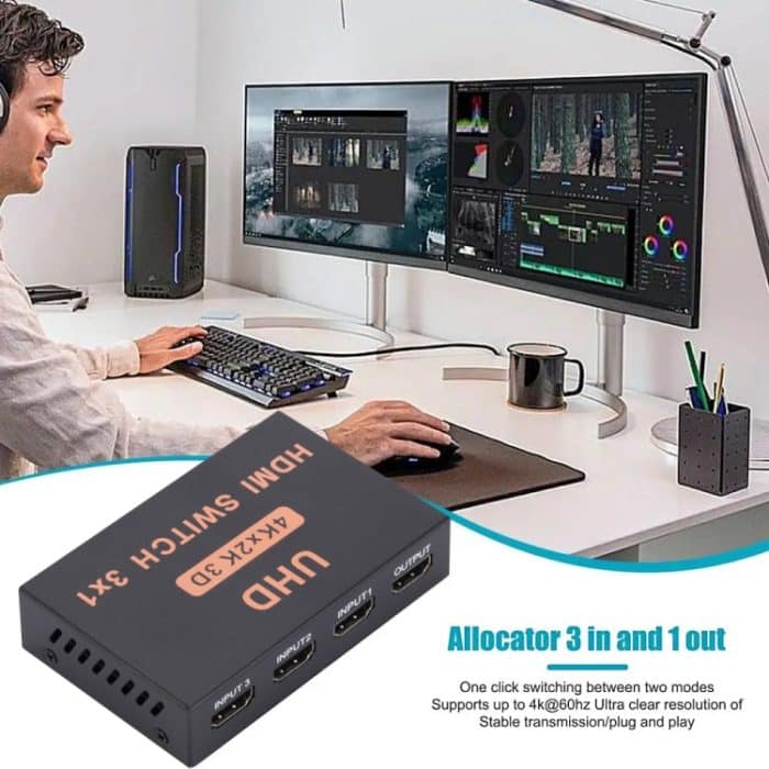 HDMI-Switch 3 in 1 Ausgang 4Kx2K HD-Video-Switch, mit Fernbedienung – Bild 7