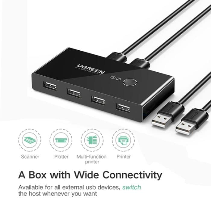 Ugreen USB Switch Selector 2 USB-Anschlüsse teilen sich 4 USB-Anschlüsse Switcher-Adapter für Maus, Tastatur, Drucker – Bild 7