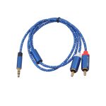 REXLIS 3610 3,5-mm-Stecker auf Dual-Cinch-vergoldeter Stecker Geflochtenes Audiokabel aus blauer Baumwolle für aktiven Lautsprecher mit Cinch-Eingangsschnittstelle, Länge: 0,5 m – Bild 4
