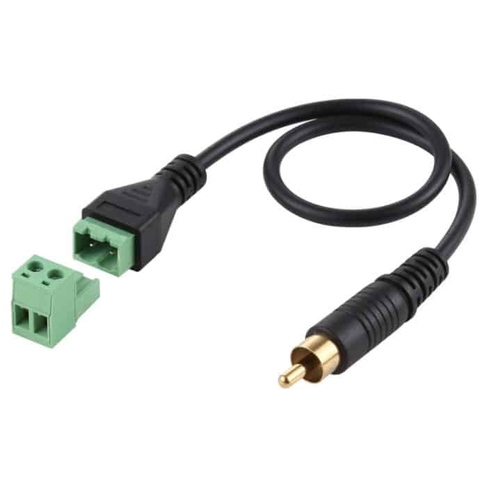 RCA-Stecker vergoldet auf 2-polige steckbare Anschlüsse Lötfreier USB-Anschluss Lötfreier Anschlussadapterkabel, Länge: 30 cm – Bild 1