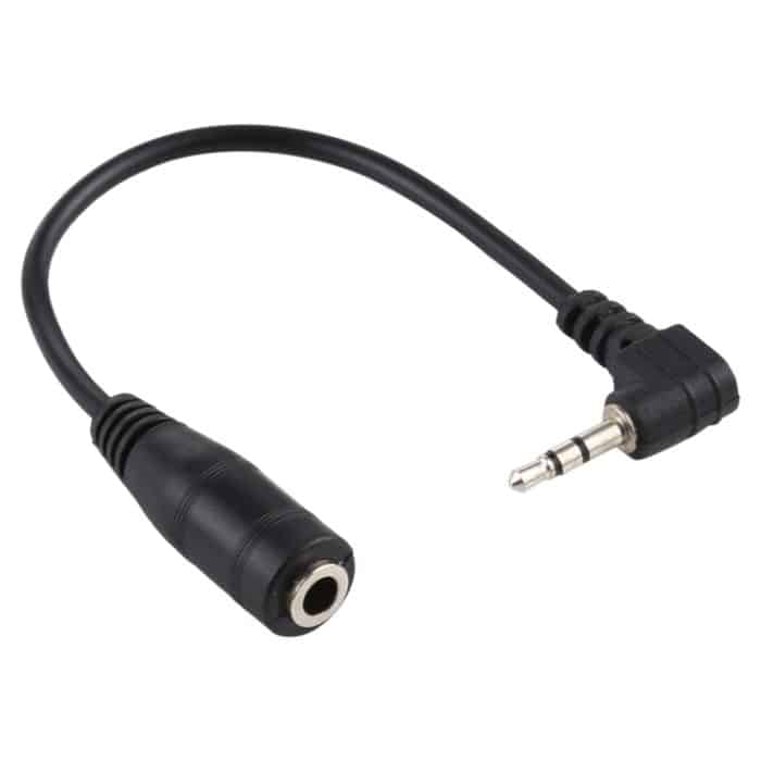 2,5 mm rechtwinkliger Stecker auf 3,5 mm Buchse Stereo AUX Audio DC Adapter Konverterkabel, Länge: 14 cm – Bild 2