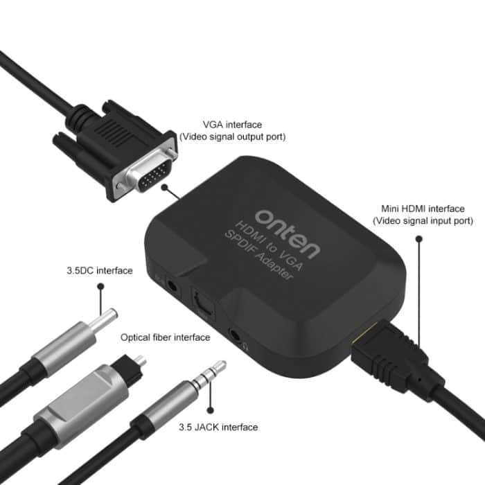 Onten 35165 HDMI zu VGA + Optischer Audiokonverter für Lautsprecher / TV / Computer – Bild 3