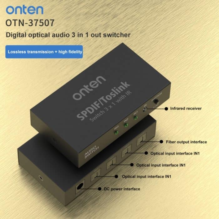 Onten 37507 Digital Optical Audio 3-in-1-Out-Switcher-Lautsprecheranschluss – Bild 5