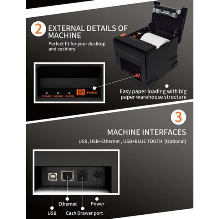 ZJ-8360-L USB Bluetooth Wireless Auto-Cutter 80 mm Thermo-Belegdrucker, ZJ-8360-L USB Bluetooth, ZJ-8360-L USB Bluetoot – Bild 6