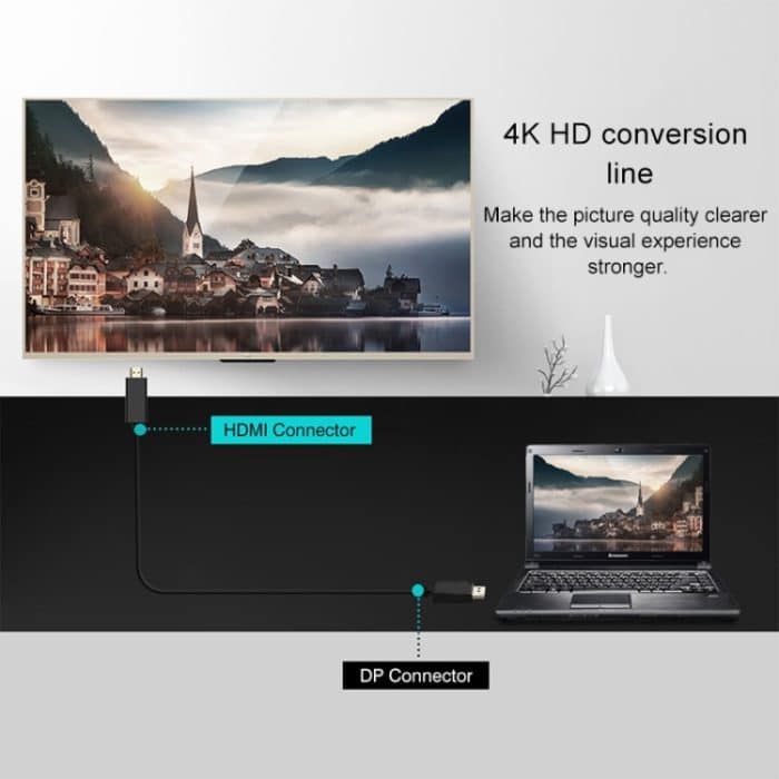 4K x 2K DP-zu-HDMI-Konverterkabel, Kabellänge: 1,8 m, 4K x 2K DP to HDMI Black, 4K x 2K DP to HDMI White – Bild 5