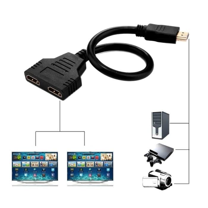 30 cm HDMI-Stecker auf zwei HDMI-Buchsen 1.4 Version Kabelanschlussadapter – Bild 4