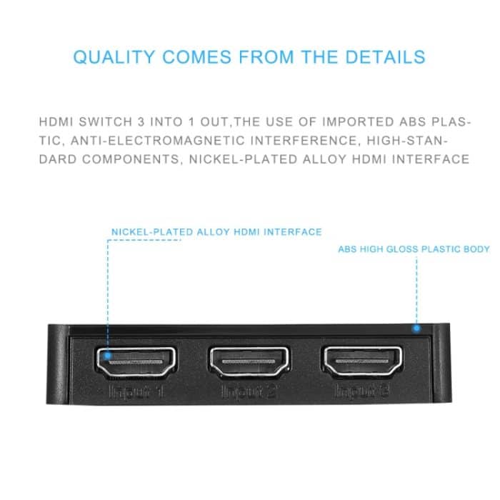1080P 3 x 1 Ports (3 Ports Eingang x 1 Port Ausgang) HDMI-Switch mit Fernbedienung – Bild 5
