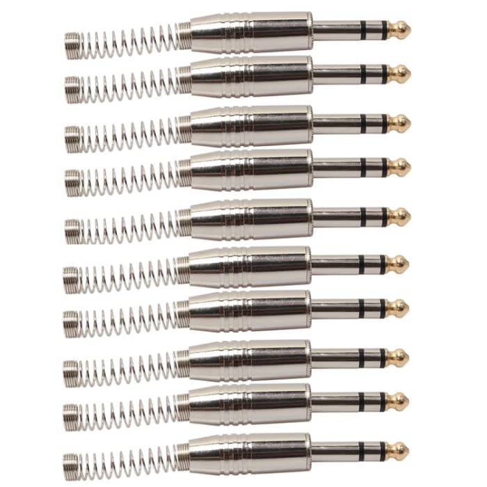 PC7018.jpg 10 PCS 6,35 mm Metall-Audio-Stecker Stereo-Mikrofon-Kabelstecker – Bild 1