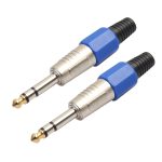 2 PCS 6,35 mm vergoldeter Audio-Stecker Stereomikrofon-Kabelstecker