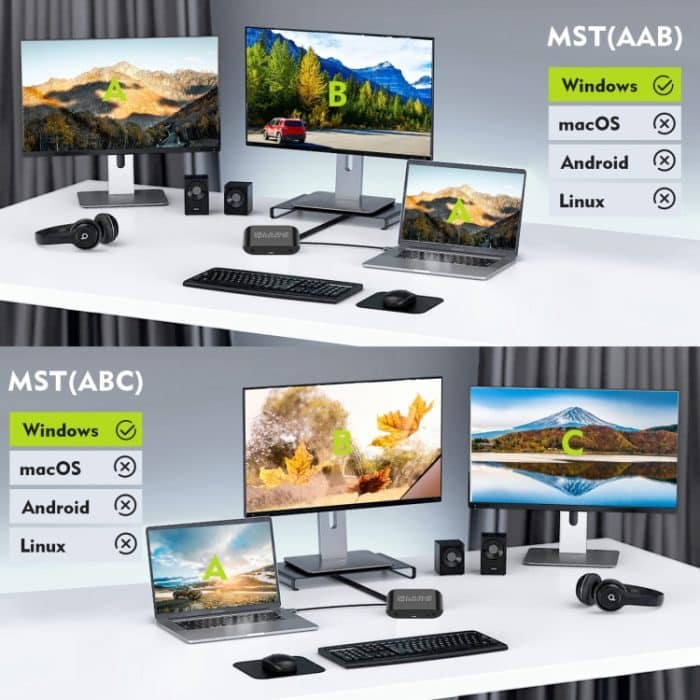 NK-E60 Typ-C / USB-C auf HDMI, DP DisplayPort Splitter MST Monitor-Umschalter, NK-E60 – Bild 9