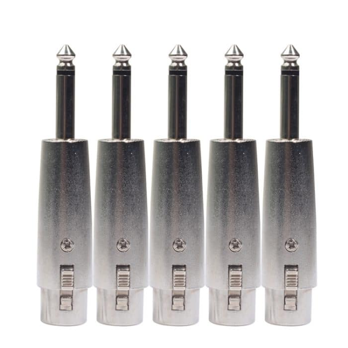 5 Stück LZ1167G 6,35 mm einspuriger Stecker auf XRL-Buchse Audio-Adapterstecker (schwarz), LZ1167, LZ1167G – Bild 1