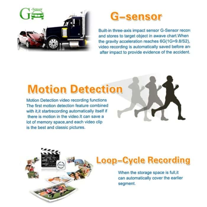 A305 Auto-DVR-Kamera, 2,45 Zoll IPS-Bildschirm, Full HD 1080P, 170-Grad-Weitwinkelansicht, unterstützt Bewegungserkennung/TF-Karte/G-Sensor/WiFi/HDMI, 2.45 inch – Bild 10