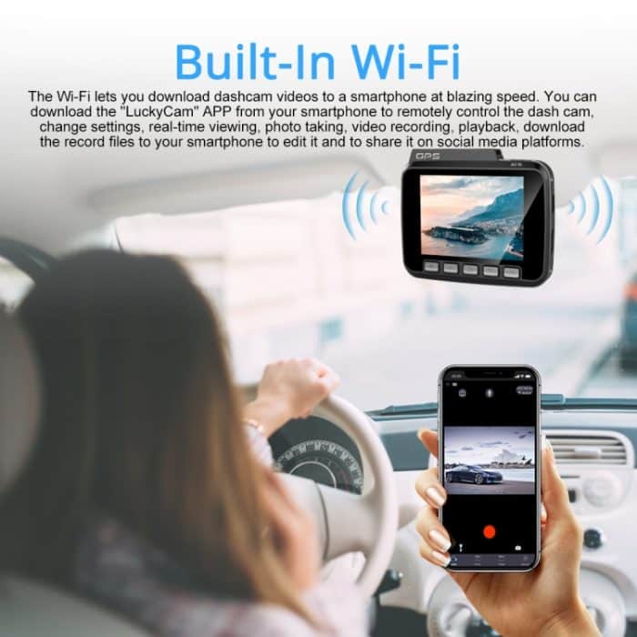 GS63H Auto-DVR-Kamera, 2,4-Zoll-LCD-Bildschirm, HD 2880 x 2160P, 150-Grad-Weitwinkelansicht, unterstützt Bewegungserkennung/TF-Karte/G-Sensor/GPS/WiFi/HDMI, GS63H – Bild 11