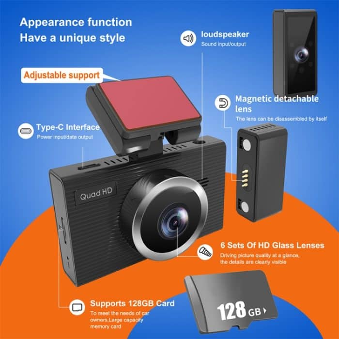 X12 2K Ultra HD Panorama Dreifachaufnahme WiFi Autofahrrekorder unterstützt mobile App – Bild 3