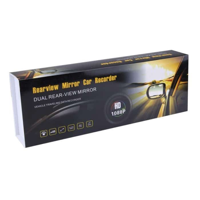 Linke Bildschirmanzeige Rückspiegel Fahrzeug-DVR, Allwinner-Programme, 2 x Kameras 1080P HD 140-Grad-Weitwinkel, Unterstützung von GPS-Anschluss / Bewegungserkennung / Nachtsicht / TF-Karte / G-Sensor – Bild 6