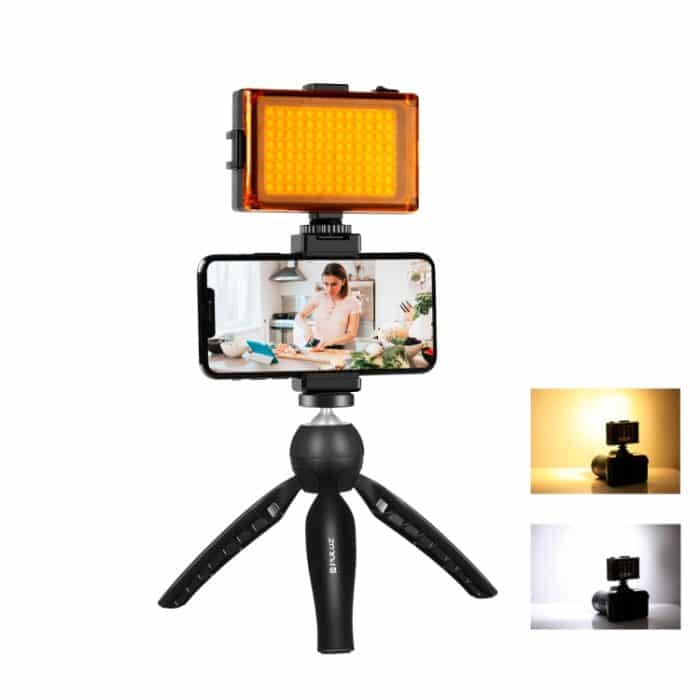 PULUZ Live Broadcast Smartphone-Videolicht-Vlogger-Kits mit LED-Licht + Stativhalterung + Telefonklemmenhalter, LED + Tripod + lamp – Bild 1