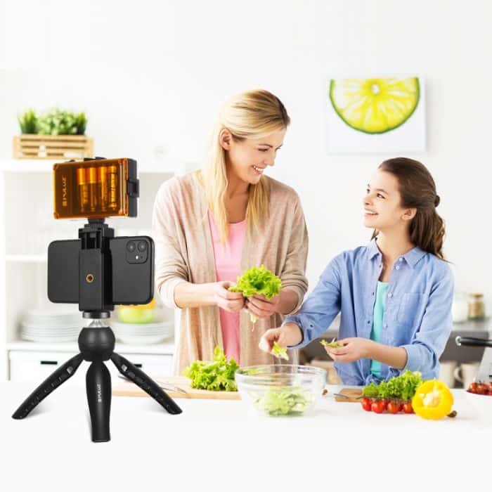 PULUZ Live Broadcast Smartphone-Videolicht-Vlogger-Kits mit LED-Licht + Stativhalterung + Telefonklemmenhalter, LED + Tripod + lamp – Bild 5