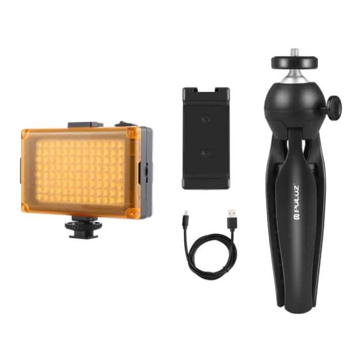 PULUZ Live Broadcast Smartphone-Videolicht-Vlogger-Kits mit LED-Licht + Stativhalterung + Telefonklemmenhalter, LED + Tripod + lamp – Bild 7