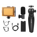 PULUZ Live Broadcast Smartphone-Videolicht-Vlogger-Kits mit Mikrofon + LED-Licht + Stativhalterung + Telefonklemmenhalter, Mic + LED + Tripod + lamp – Bild 7