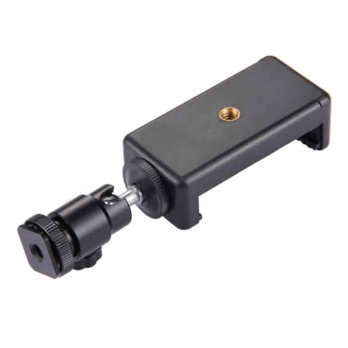 PULUZ 1/4 Zoll Hot Shoe Stativkopf + Stativständerklemme für iPhone, Samsung, Huawei, HTC, Smartphones mit einer Breite von 5,5 cm bis 8 cm – Bild 3